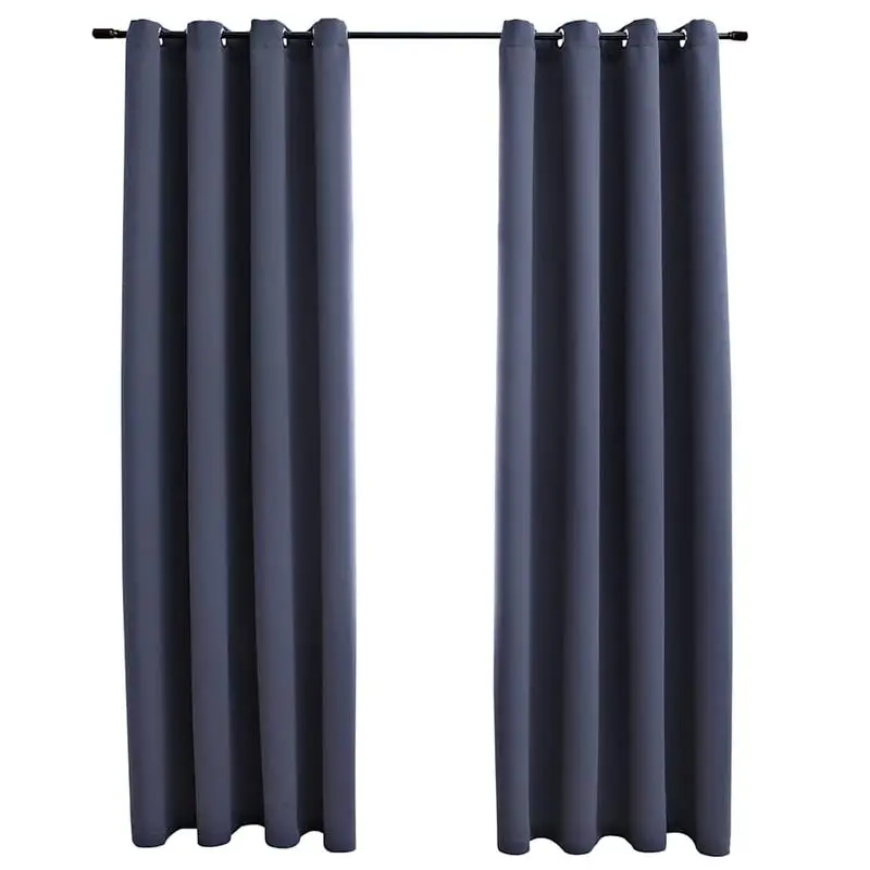 

Blackout Curtains with Rings 2 pcs Anthracite 54"x84" Fabric