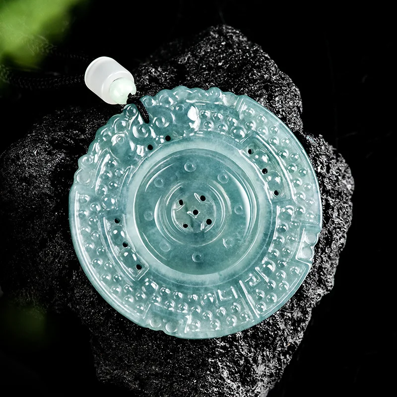 جديد عصري الطبيعية A-الصف الجاديت المياه الزرقاء العتيقة نمط قلادة من اليشم النقل الراقية المعلقات الرجال والنساء #2