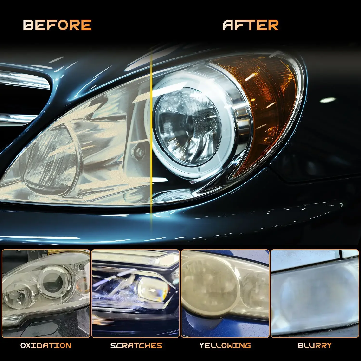 Car Headlight Restoration Agent Scratch Remover Repair Refurbish Car Polymer Protect Headligh Polish Kit Liquid Coating