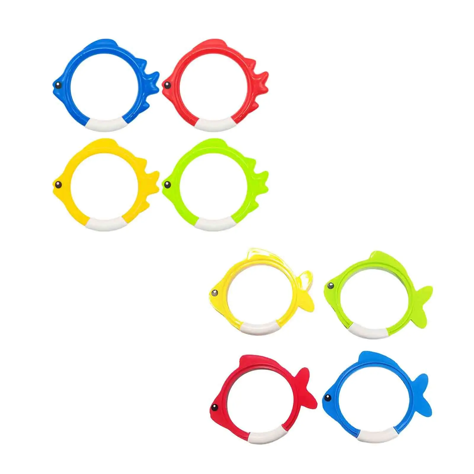 Juguetes de anillo de pez de buceo, equipo de entrenamiento colorido para piscina, 4 unidades