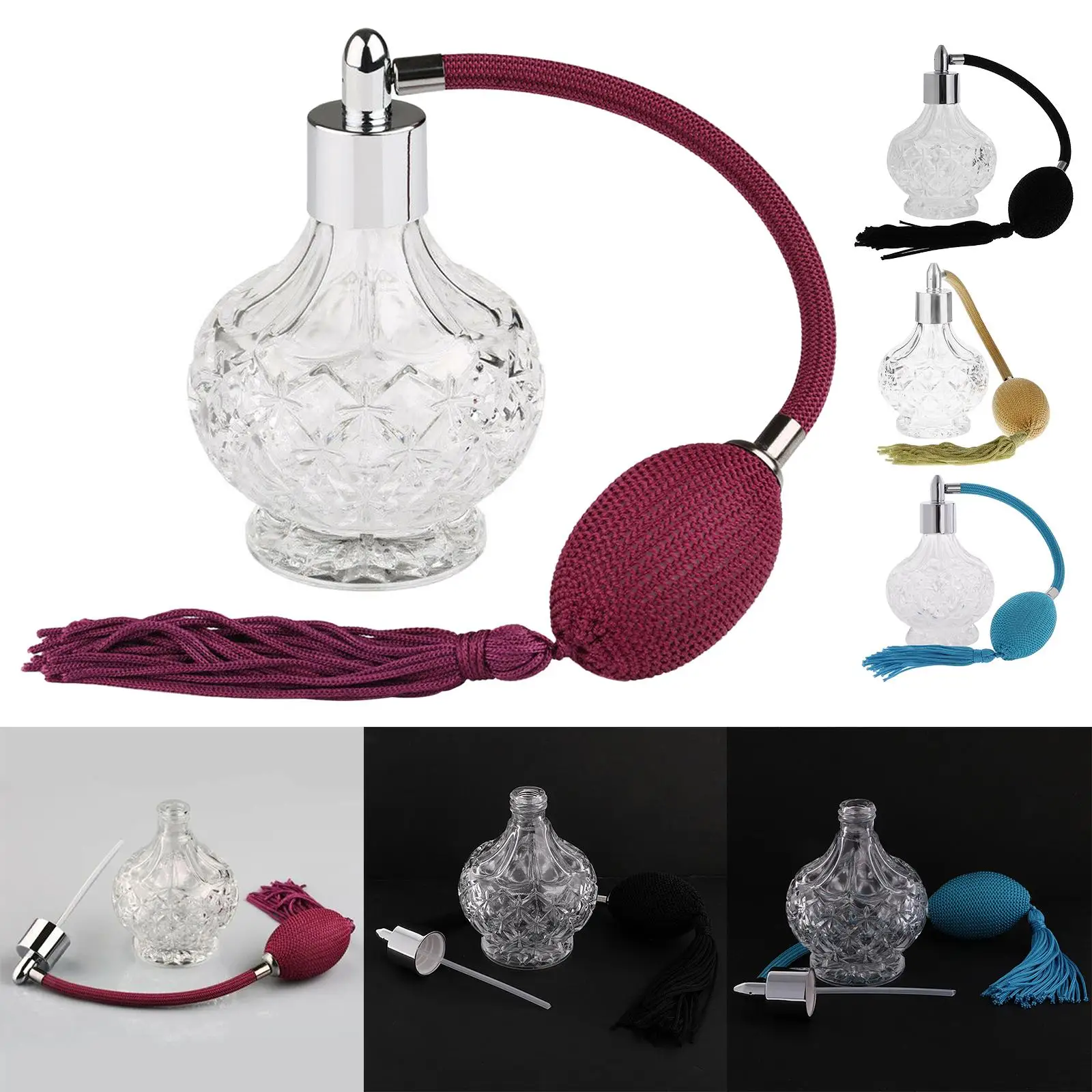 Frasco De Perfume De Cristal Claro, Atomizador De Vidro, Estilo Vintage, Elegante