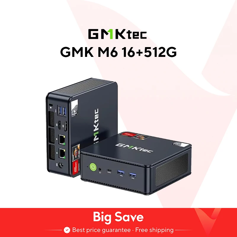 GMKtec M6 Mini PC AMD R5 6600H ordenador de 6 núcleos y 12 hilos 16GB DDR5 512GB PCIe 3,0 SSD WiFi 6 BT5.2 Mini PC ordenador de escritorio