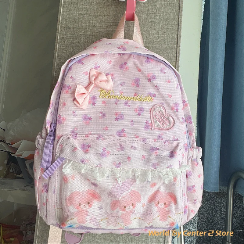 

Kawaii Cute Bonbonribbon Backpack For Girls Pink Bags Cartoon Anime Bunny School Backpack Schoolbag Satchels Bagpack