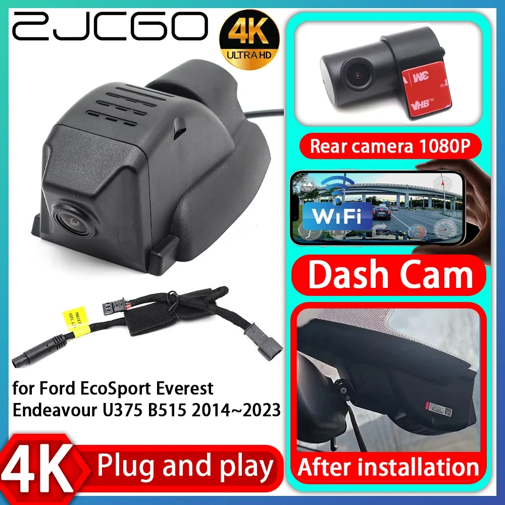 

ZJCGO UHD 4K 2160P Plug and Play DVR Dash Cam Video Recorder for Ford EcoSport Everest Endeavour U375 B515 2014~2023