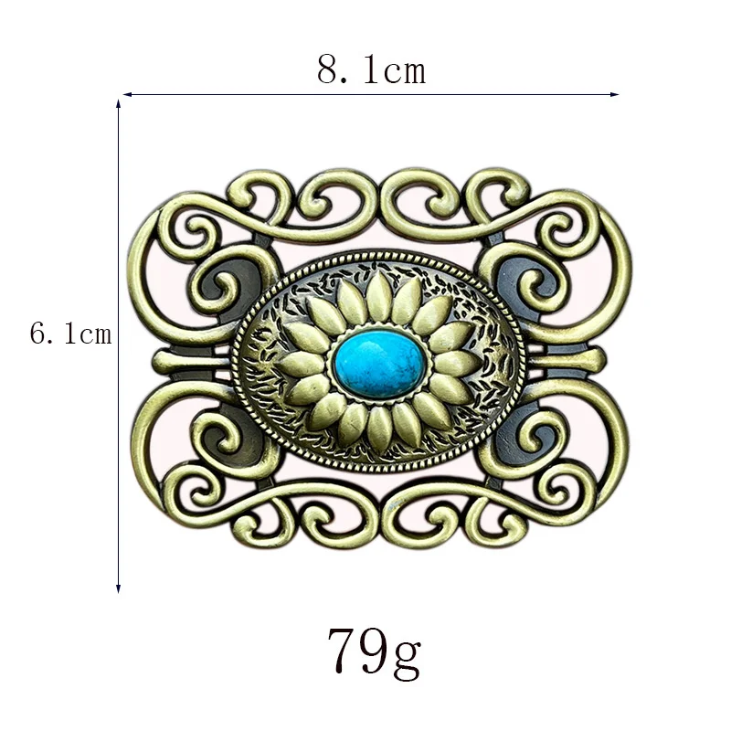 Zinc alloy turquoise belt buckle with western style design