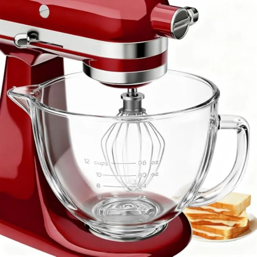 

Double-layer Thickened Glass For Kitchenaid Tilt-Head Stand s 4.5-5 Quart 5Qt Mixing Replacement For Kitchenaid with Measuremen