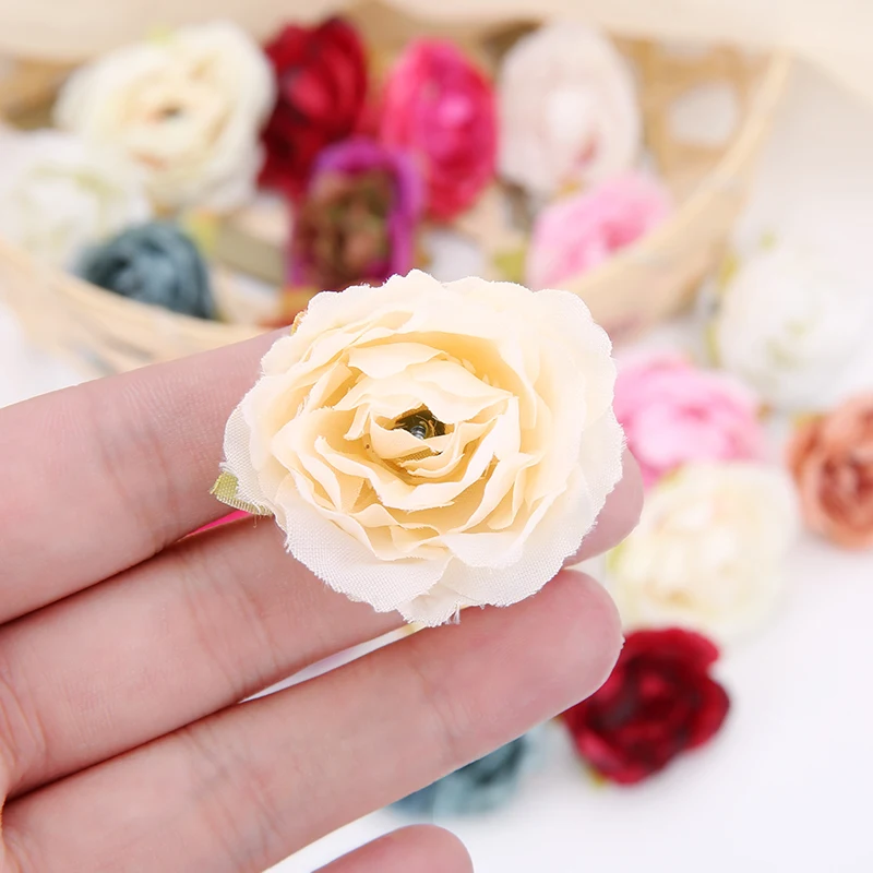 10/20PCS Peony Head Artificial Flowers 4CM Silk Flower For Wedding Decoration Home Room Decor Scrapbook DIY Craft Fake Flowers