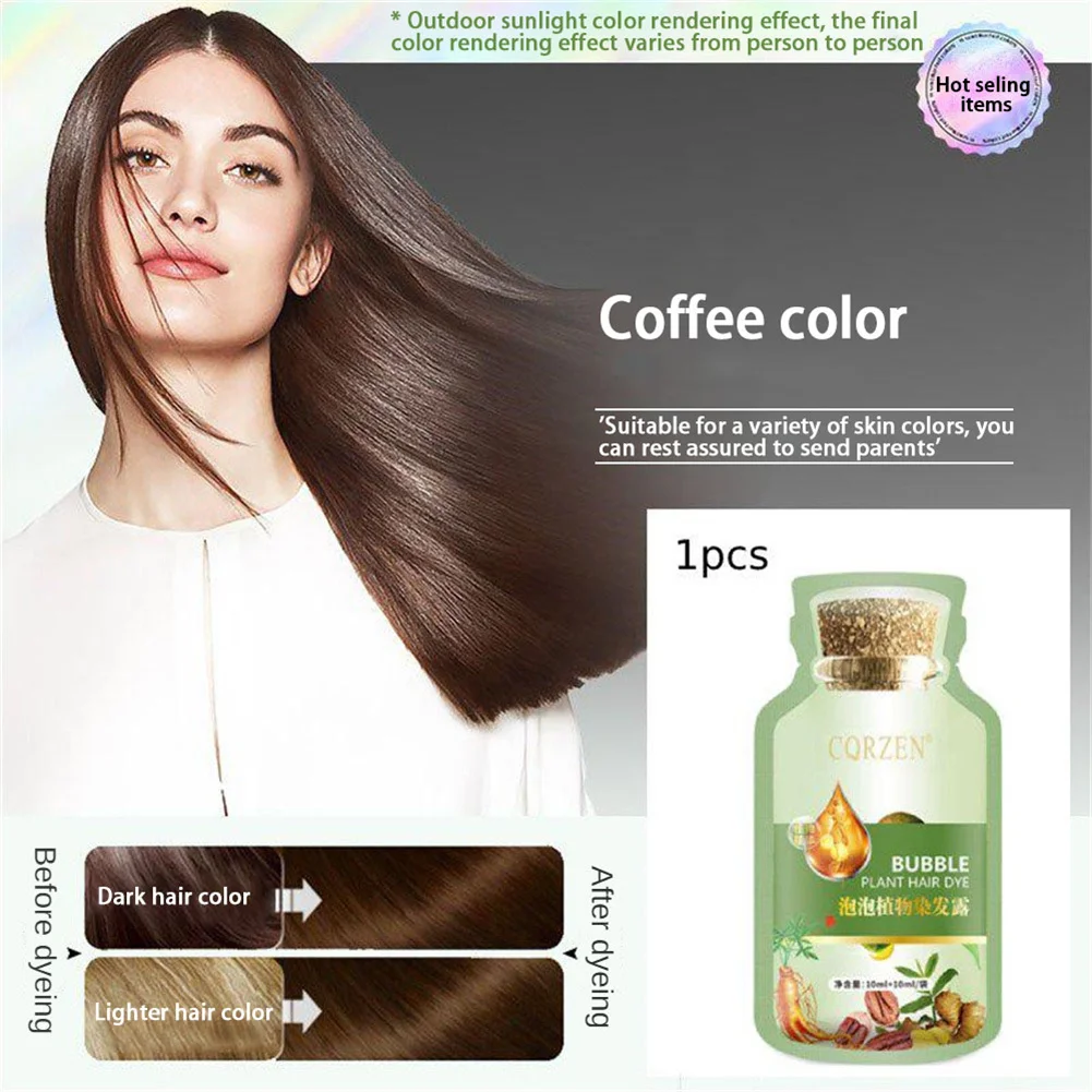 Tinte de plantas para el cabello Unisex, tinte de burbujas de plantas de brillo Natural, belleza y salud suave, cubierta de tinte para el cabello blanco, facilidad de uso