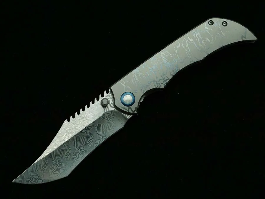 LEMIFSHE New Folding Knife Damascus Steel Blade Titanium Alloy Handle Outdoor Camping Hunting Kitchen Survival Pocket EDC Tool