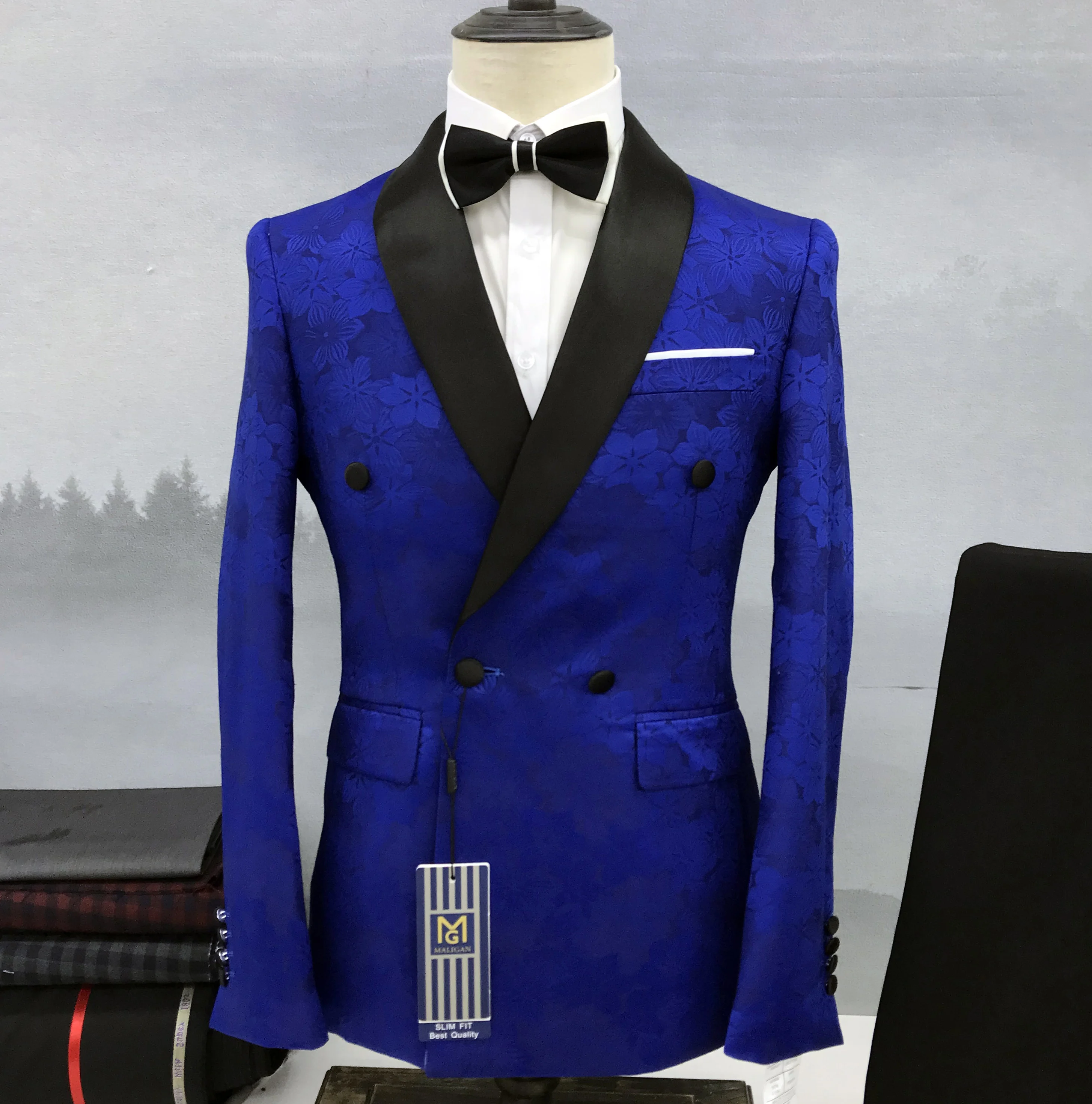 Vestido de novio de boda de una sola botonadura con solapa de Chal listo para usar, traje de negocios inteligente informal para hombres, chaqueta, Blazer