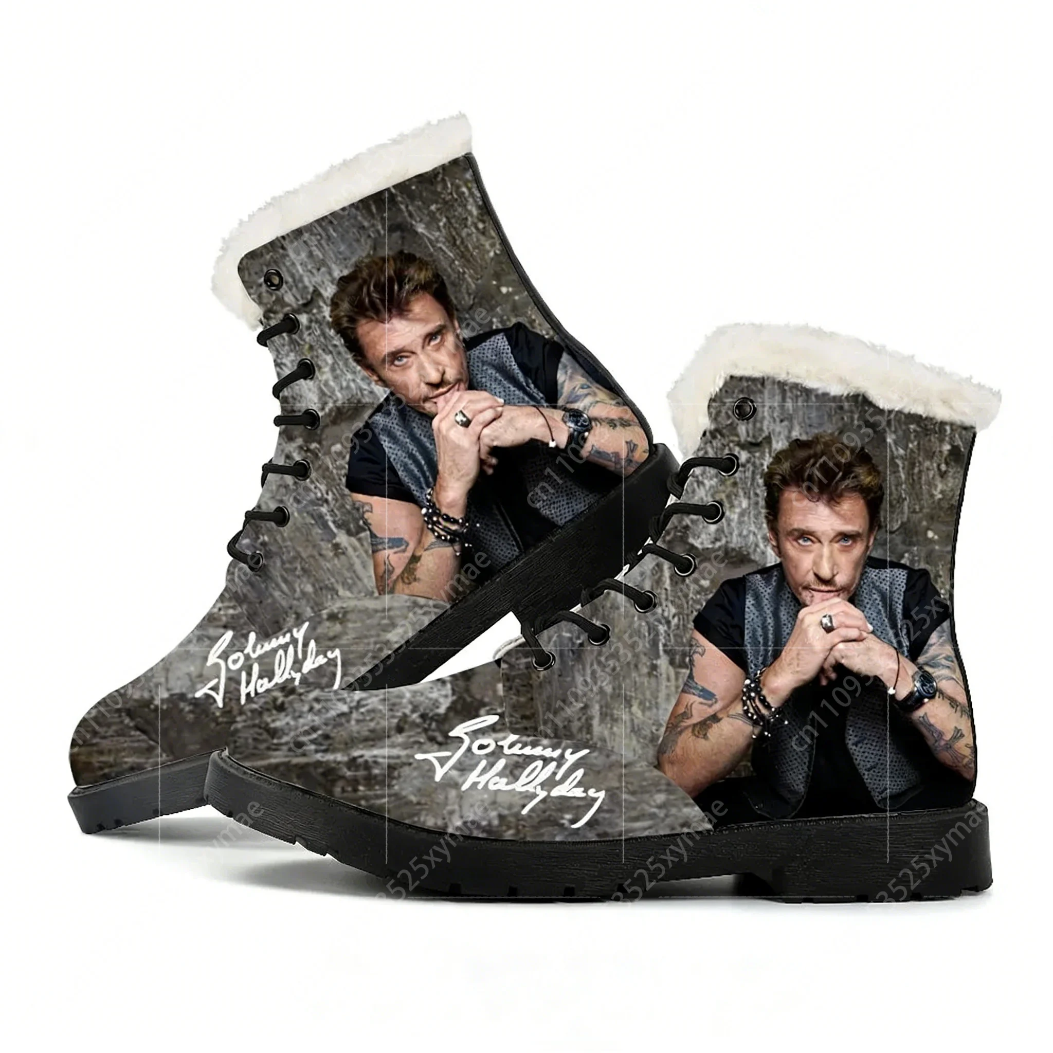 

Johnny Hallyday French Rock Singer Plush Boots Mens Women Teenager Shoes Casual Boot Light High Quality Couple Customize Shoe