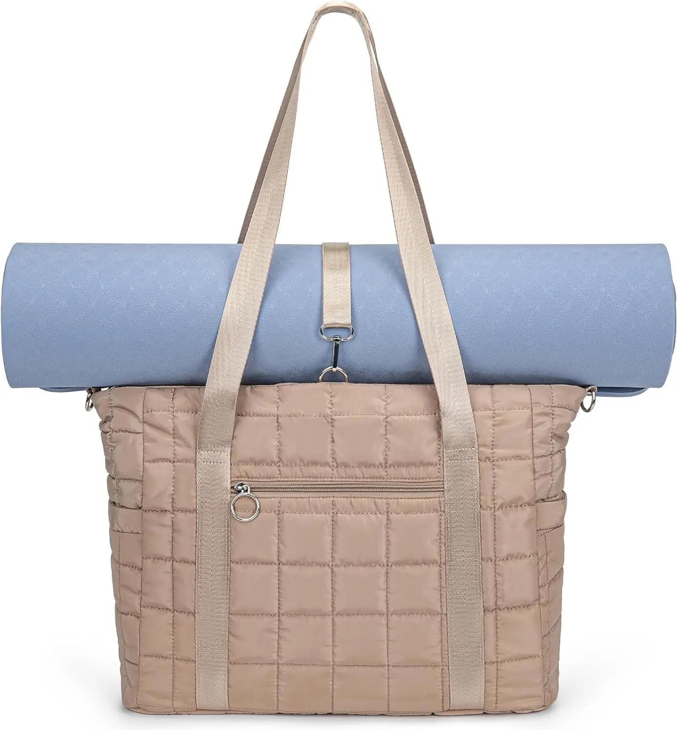 Женская большая сумка на молнии, спортивная сумка-пуховик с ремнями для коврика для йоги