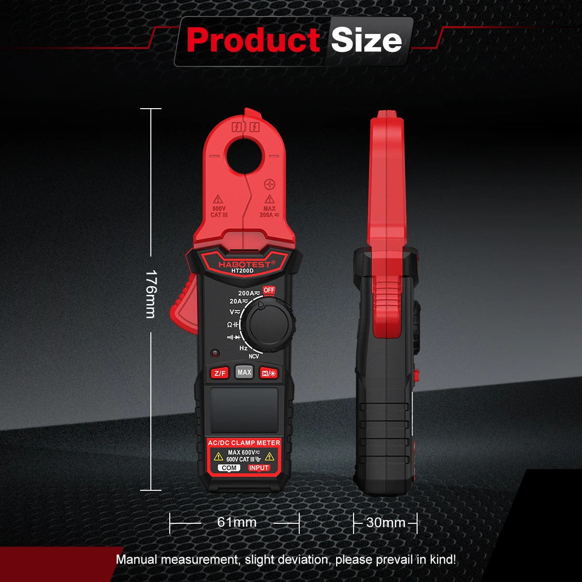 HABOTEST Digitales Zangenamperemeter AC/DC Strom-Spannungs-Tester Multimeter für HVAC Automobil Elektrische Wartung HT200A/D Tester – Detail 7