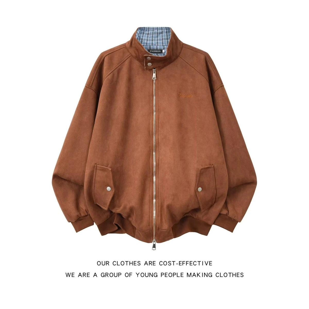 

Loose Men's Jaet Spring Autumn Harajuku Sle Hong Kong Sle Trendy Outerwear Stand Fit Long Sve Pure Color