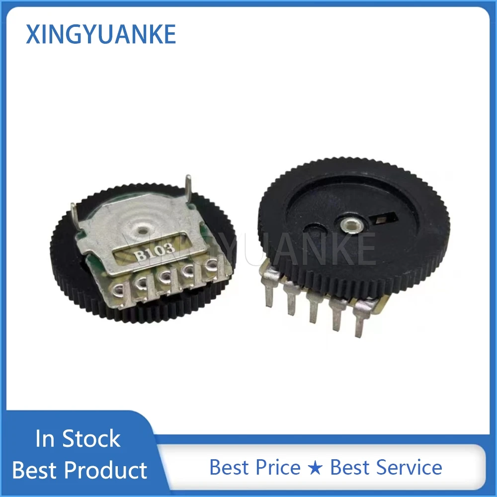 10PCS 16*2mm Gear Tuning Double Potentiometer B103 B503 B1K B2K B5K B10K B20K B50K B100K 5Pin Dial Wheel Potentiometer New