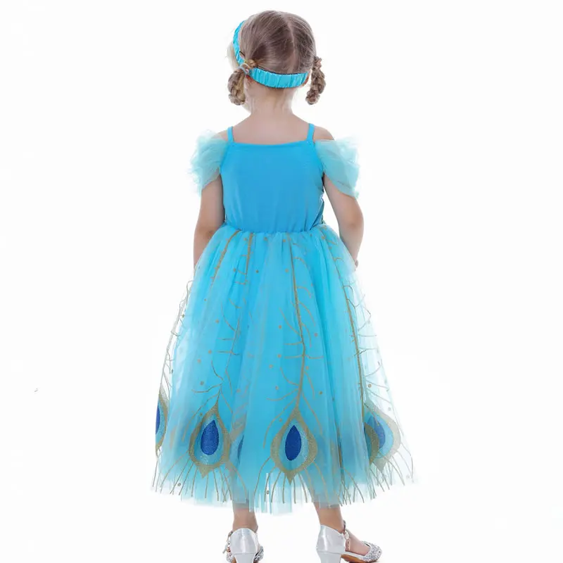 Halloween Costume For Girl Lace Dress Festive Children Cosplay Tunic Crown Necklace Kid Frock Clothes