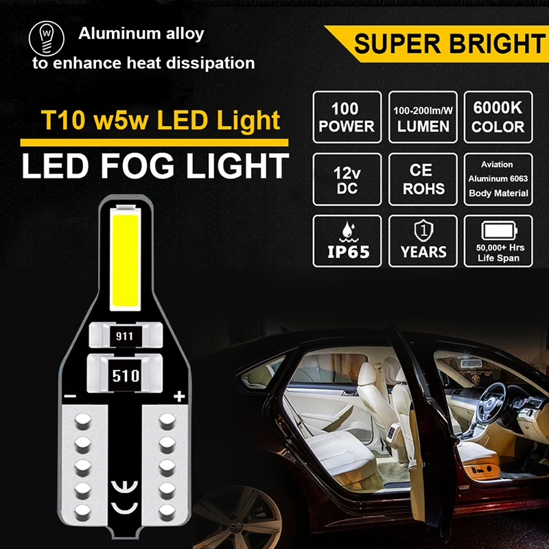 

10Pcs T10 LED W5W 194 Car Multi-Function Bulb Lamp For Ford C-Max Fusion Focus Fiesta Galaxy Ka Kuga Mondeo Ranger S-Max Edge