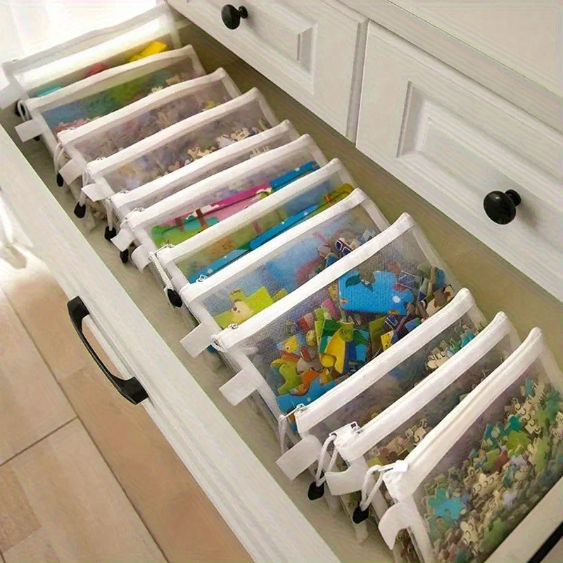 Organizador de documentos de malla de gran capacidad A6/A5/A4, sobres archivadores con cremallera de nailon transpirable con bolsa transparente para bolígrafos, 9 Uds.