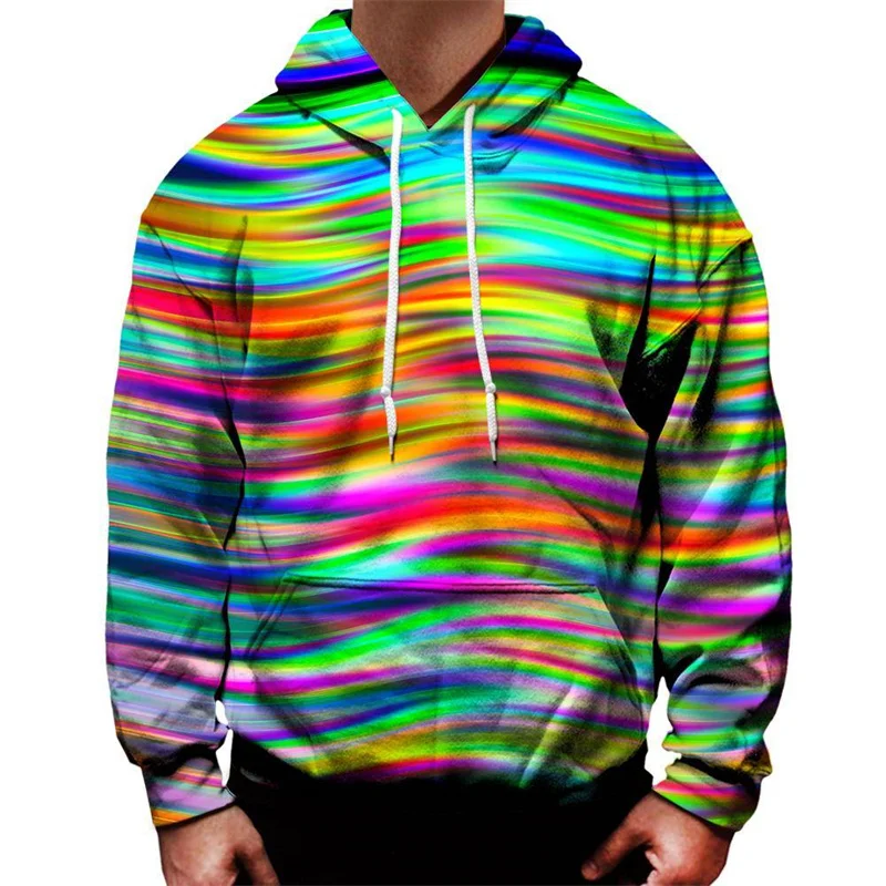 Colorful Flowing Liquid Graphic Hoodie Men 3D Printed Geometric Pullovers Tops Long Sleeve Hoodies Street Autumn Sweatshirts