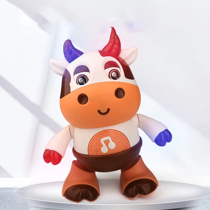 Electric Singing Dancing Cute Cow Model with Light Music Walking Kids Interactive Educational Toys For Children Birthday Gifts
