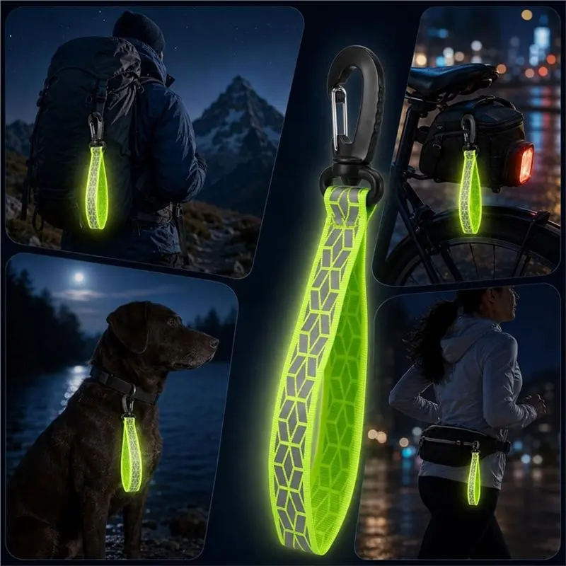 ABJF-6 Pcs Reflective Strips, Reflective Keychain Reflective Backpack Tags For Backpack Cycling Walking Running