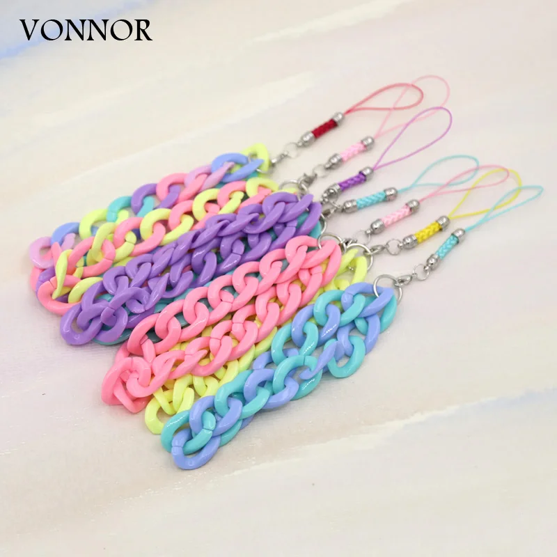 Multicolor Acrylic Chain Anti-Lost Mobile Phone Case Chain Women Jewelry Phone Lanyard Pendant Charm Strap Accessories Gifts