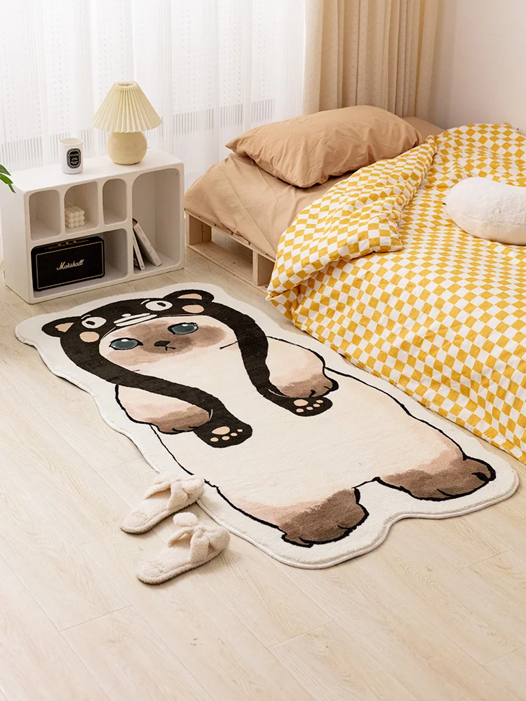 

Cartoon Cat Oval Floor Mat, Plush Non-Slip, Bedroom, Living Room, Sofa