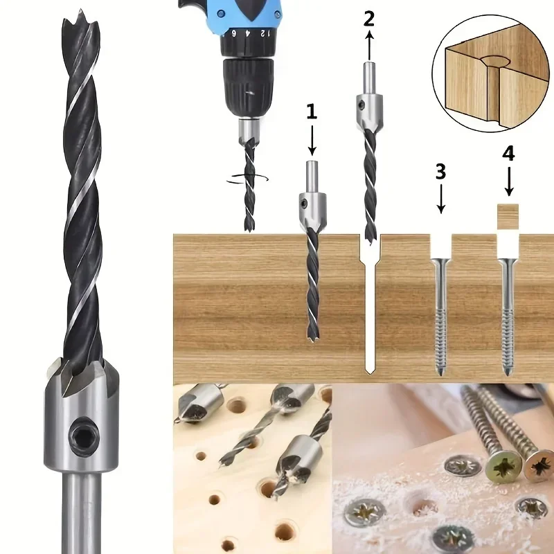 1Set/7 pezzi punte per trapano pilota 8mm gambo svasatore foratura alesatore vite cerniera per finestra in legno smusso per sega a tazza 3/4/5/6/7/8/10mm