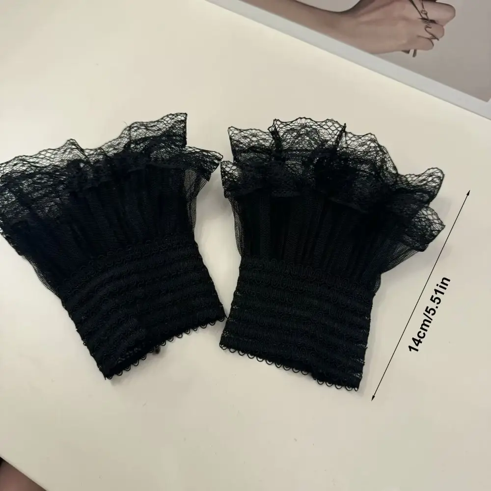 Bild 7: Mehrlagige Rüschen-Spitzenärmel, Abnehmbare Super-Feenhafte Elastische Handmanschetten, Dekorative Ausgestellte Ärmel für Pullover