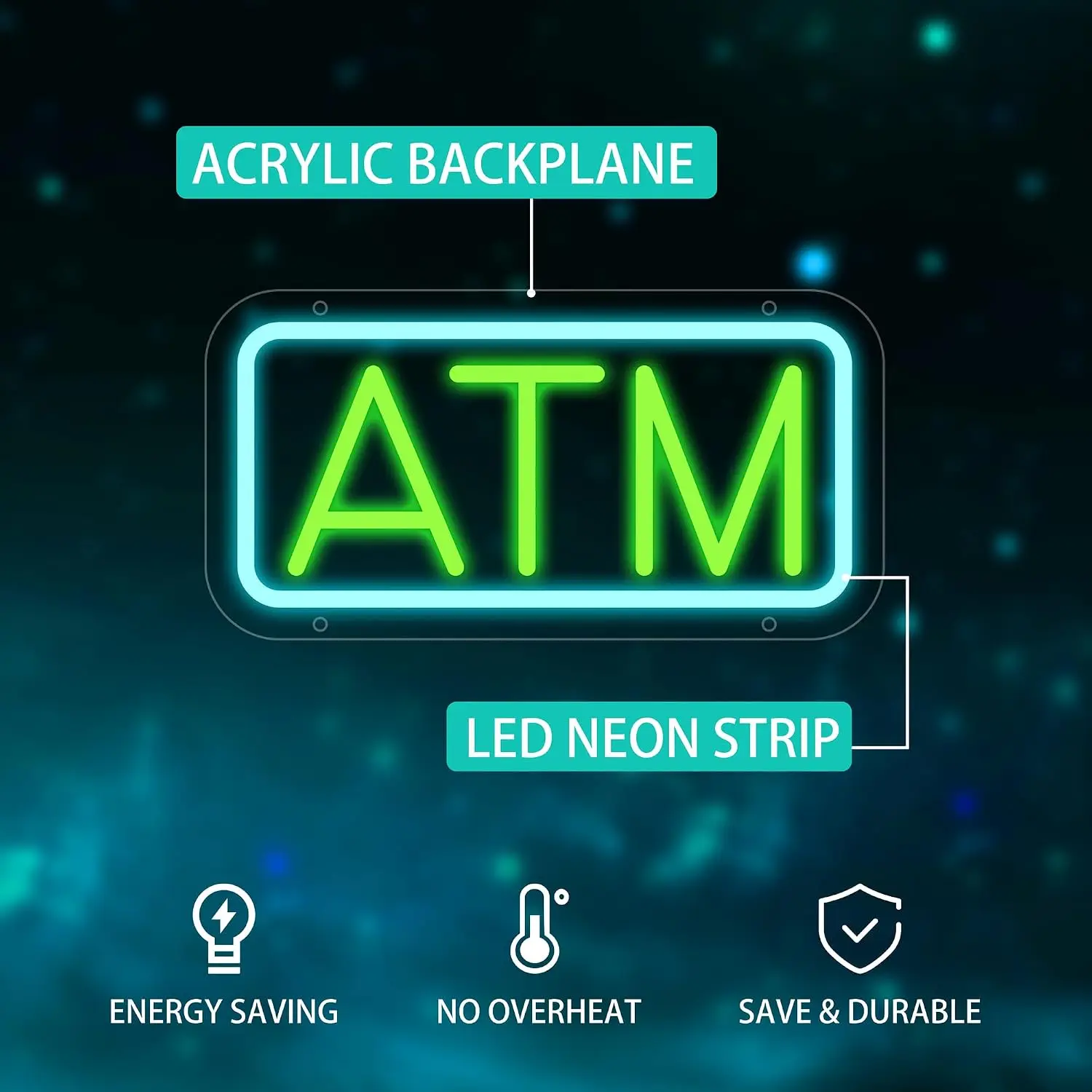 ATM Neon Sign USB Dimmable LED Neon Light for Bank Store Business Bar Game Room Wall Decor Commercial Atm Indicator Sign
