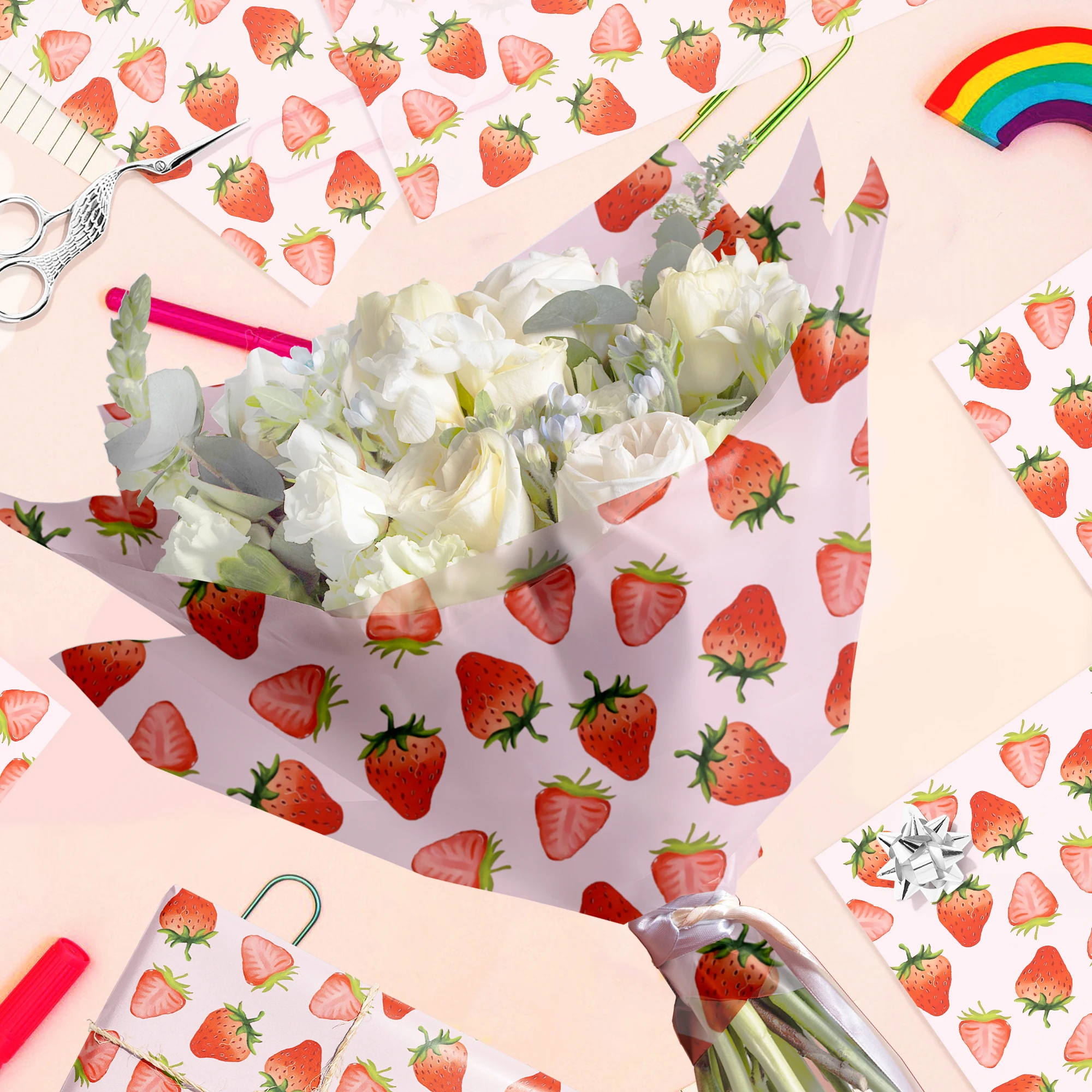 20/50pcs Cherry Lemon Orange Fruit Theme Gift Wrapping Tissue Paper Birthday Wedding Bachelorette Party Gift Packaging Decor
