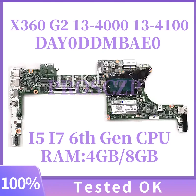 

847448-601 828825-601 DAY0DDMBAE0 для HP Spectre X360 G2 13-4000 13-4100 Материнская плата для ноутбука с процессором I5 I7 6-го поколения 8 ГБ/4 ГБ ОЗУ