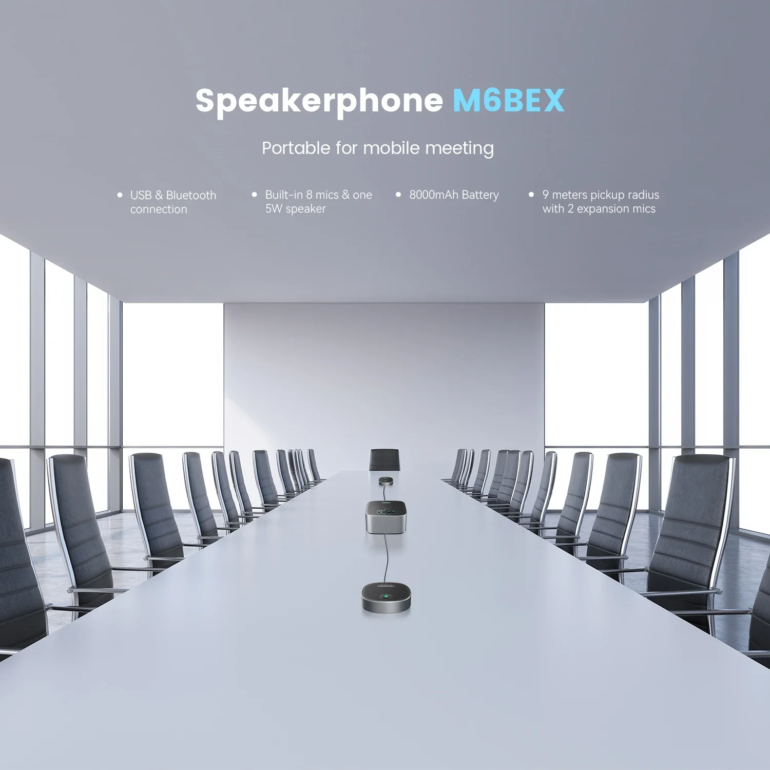 USB/Bluetooth/Wireless Speakerphone 10 AI Mics 360°Voice Pickup 360°Voice Pickup Conference Speaker And Microphone