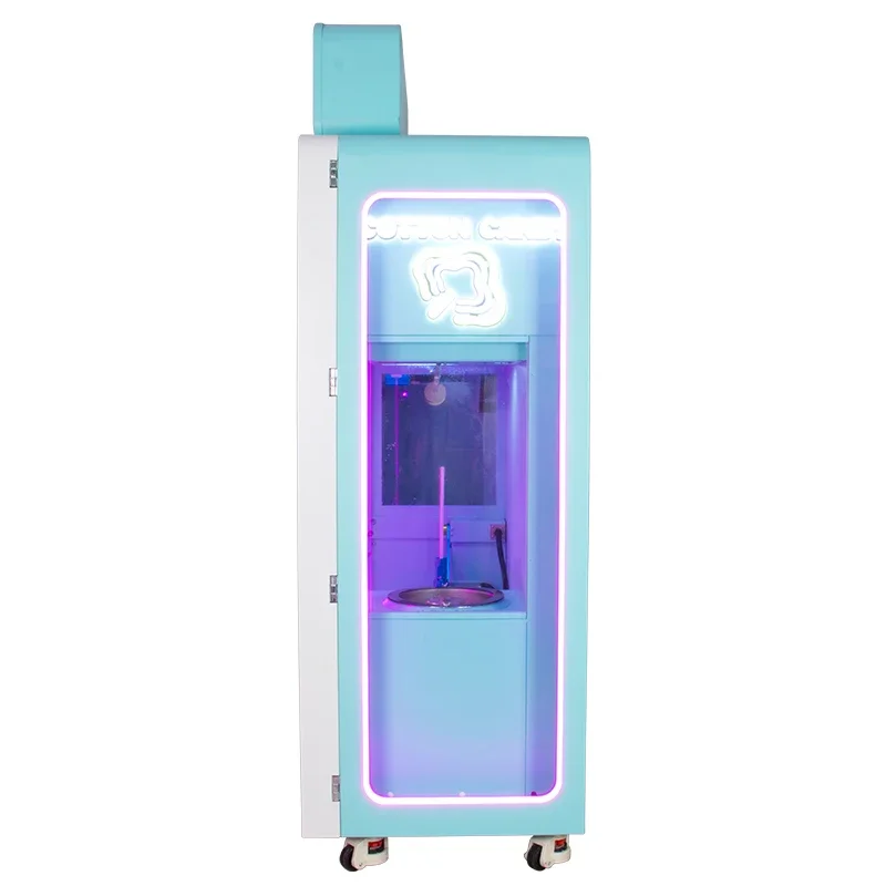 Commercial Cotton Candy Floss Machines Robot Arm Sugar Making Trade Fully Automatic Cotton Candy Vending Machine