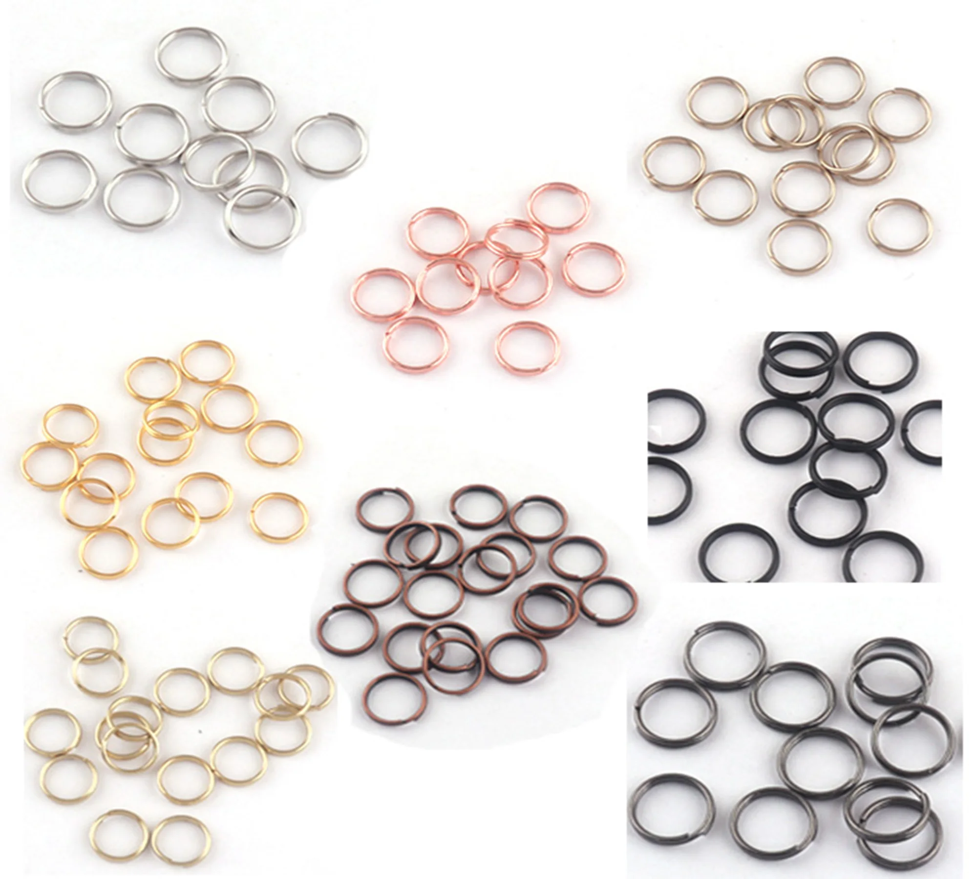 100 PCS 10mm portachiavi divisi, argento oro bronzo nero oro rosa Gunmetal anelli di salto divisi in oro pallido, portachiavi in pelle portachiavi