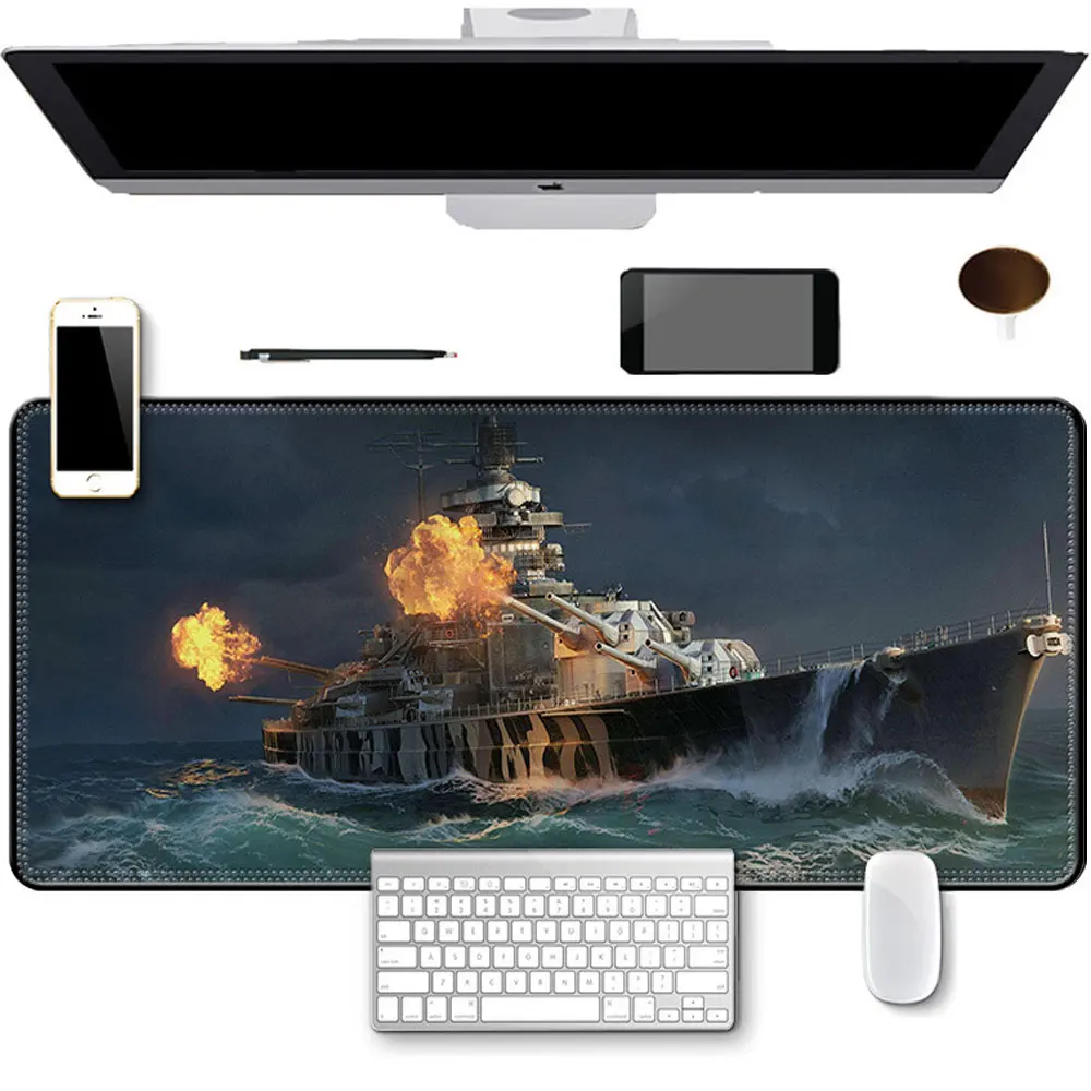 

Desk Pad Protector，Large Mouse Pad, Game Table Mat 2MM Natural Rubber Waterproof Non-Slip PU Desk for Office Computer desk Mat
