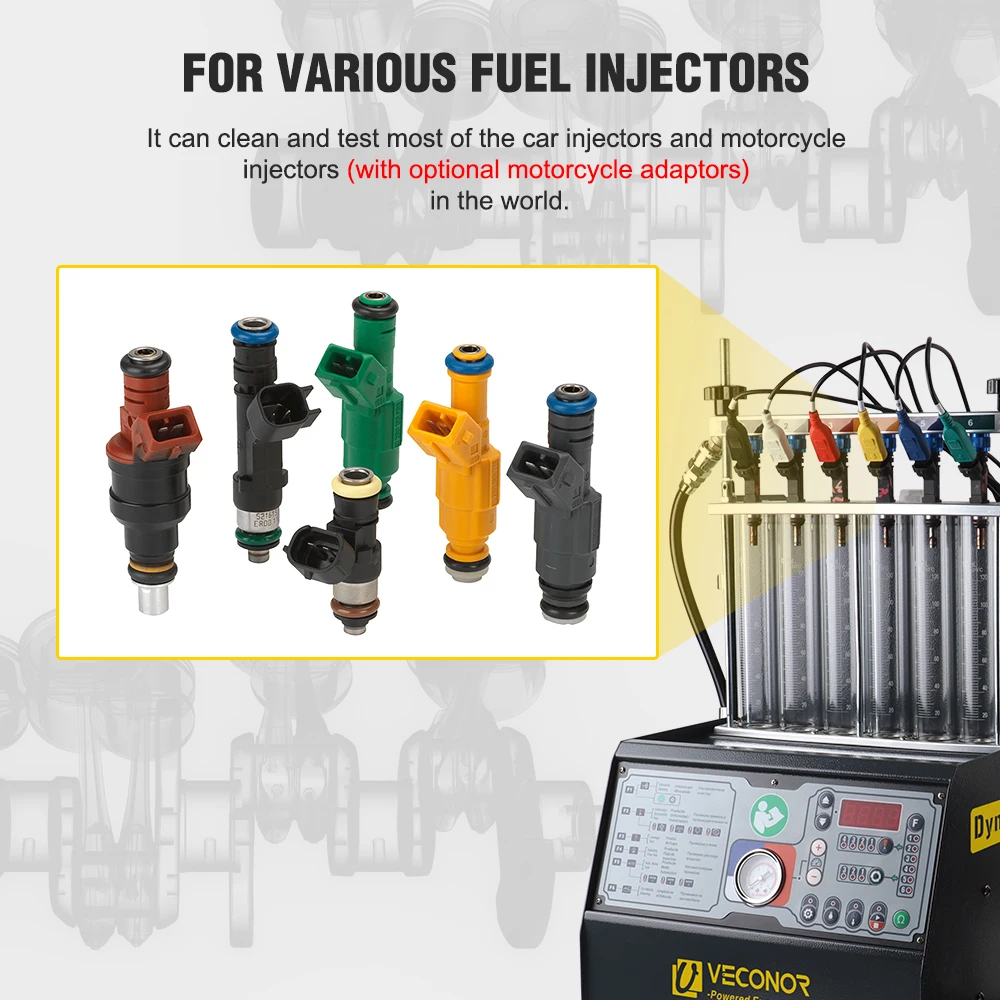 Fuel Injector Tester Cleaning Machine Ultrasonic Cleaner 6-Cylinders for Car