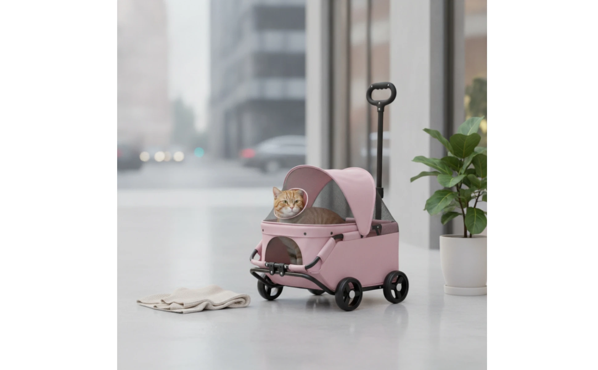 Pet Stroller with Telescopic Handle Folding Foldable Pet Stroller Sturdy Sturdy for Small Dogs, Outdoor Walks, Travel