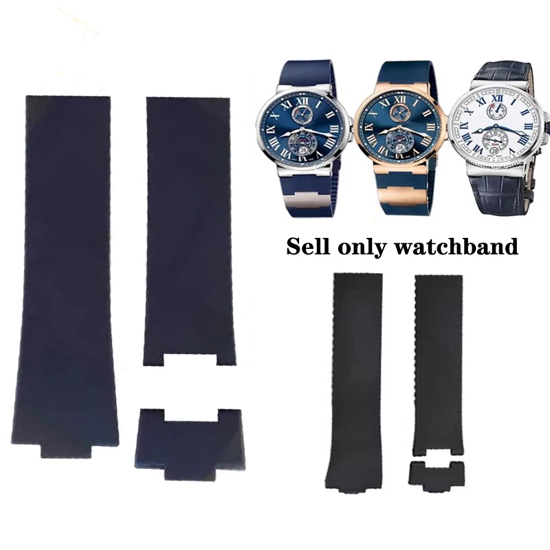 For Athens Observation Navigation 1183 Men Women Waterproof For Ulysse Nardin Silicone Rubber Watchband 25mm-12mm Watch Straps