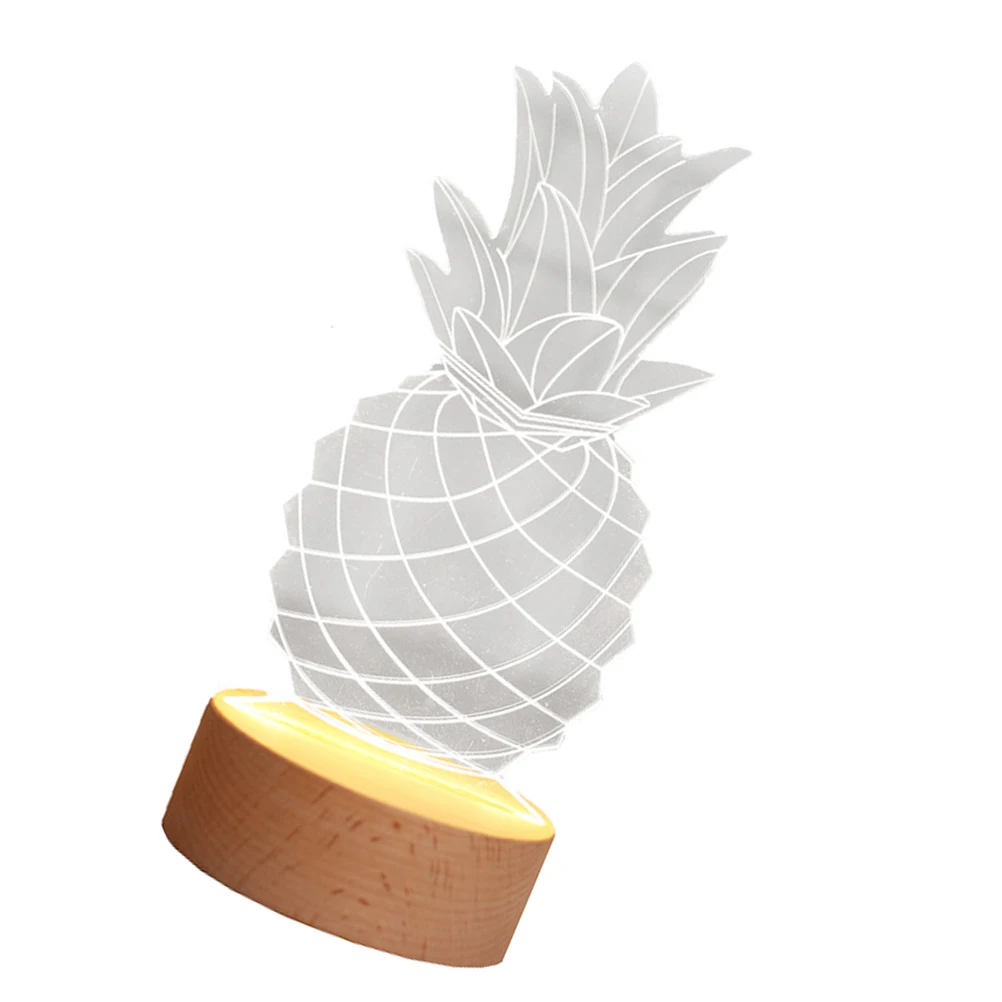 

Pineapple Night Lamp Acrylic Sheet Fruit Indoor Home Bedroom Pineapple Night Light Modeling Chargeable Wooden Base Decor