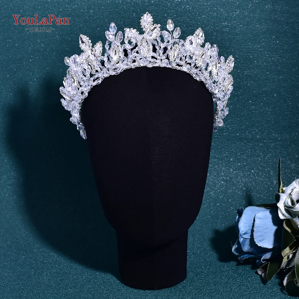 

YouLaPan Crystal Rhinestone Crown Head Hoop Hair Jewelry Queen Wedding Headband Hair Accessories Baroque Crown Headpieces HP825