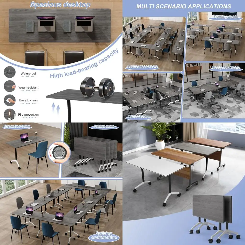 

Wheeled Large Conference Table for Meetings, Training, and Seminars - Space-Saving Option (2C, 61)
