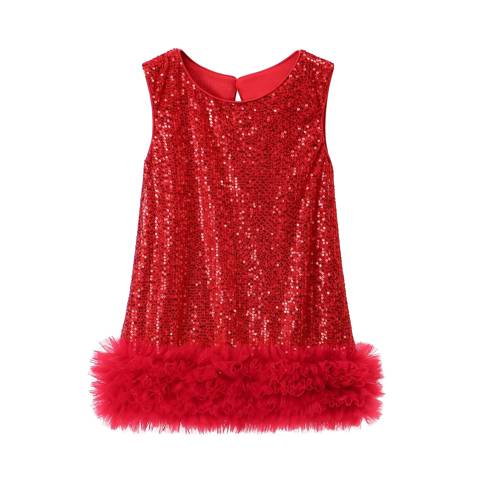 Little Girls Sequined  Vest Skirt for Child Solid Sleeveless Clothes 2026 New Girl Birthday Princess Dress for 2-8Y Kids L510