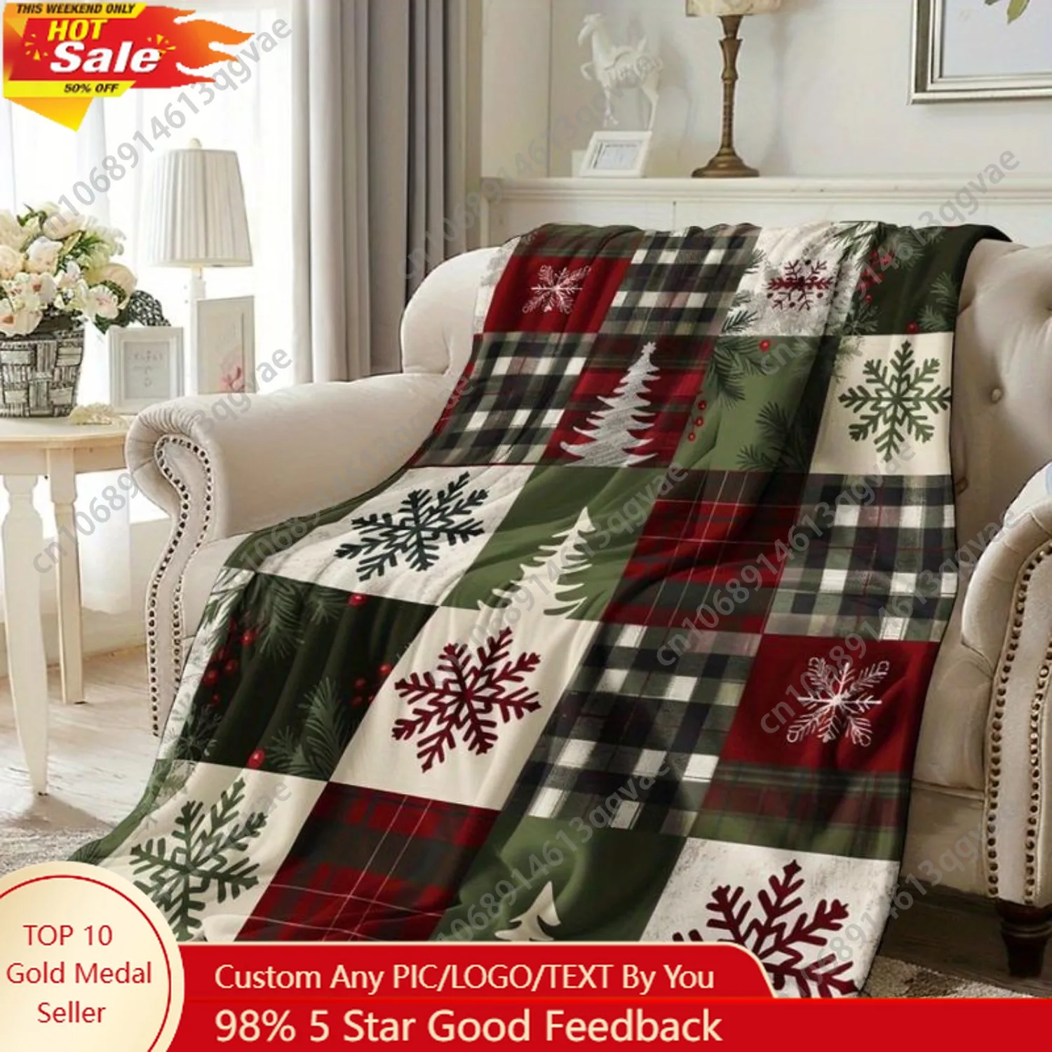 

Christmas Blanket Soft Warm Flannel Cozy with Vintage Red Buffalo Check & Snowflake Design Perfect for Naps Camping Travel