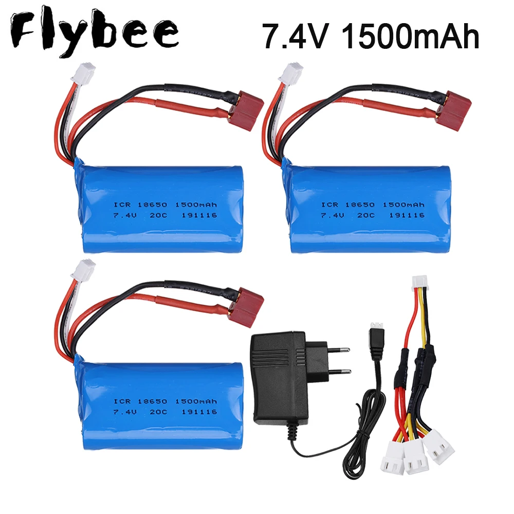 7.4V 1500mah Battery 18650 for Wltoys 12402-A 10428 /12428/12423 RC Car Spare Accessories 2S 7.4V LIPO battery