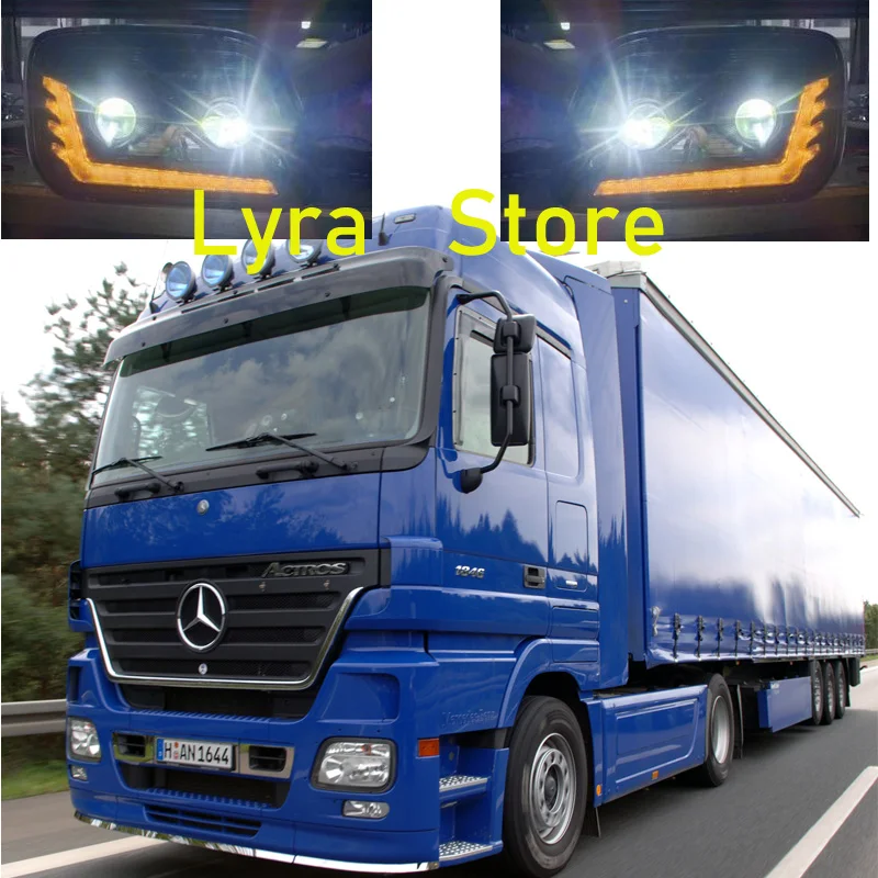 1 Pair Full LED Head Lamp With Dual LENS Fit For For MERCEDES ACTROS MP2 (2002-2008) Headlight  9438200261 9438200161