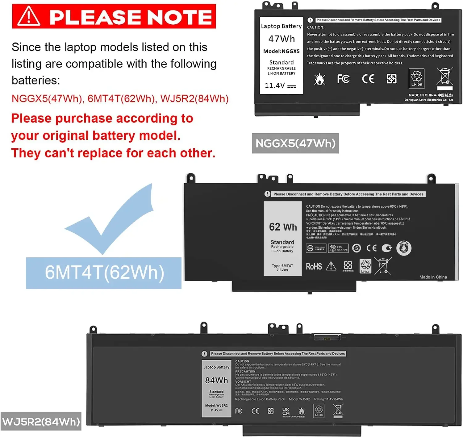 Imagem -02 - Bateria Compatível com Dell Latitude 14 5470 E5470 15 5570 E5570 Precisão 15 3510 M3510 Série 7v69y 6mt4t 6mt4t