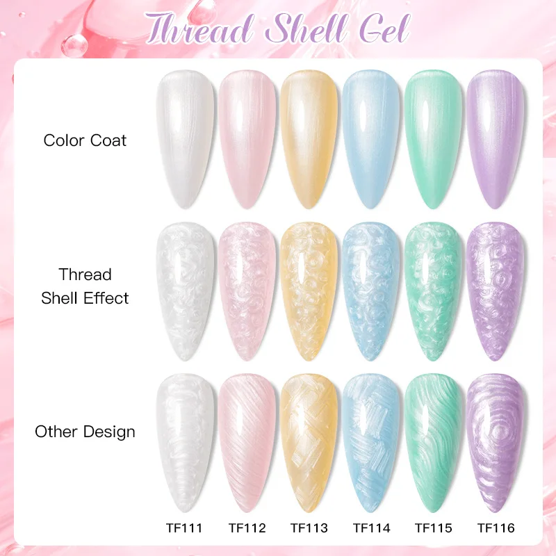 MEET ACROSS 8ml Auroras Shell Nail Gel Polish Shiny Glitter Pearl Shell Thread Semi Permanente Manicure Voor Soak Off UV LED Gel