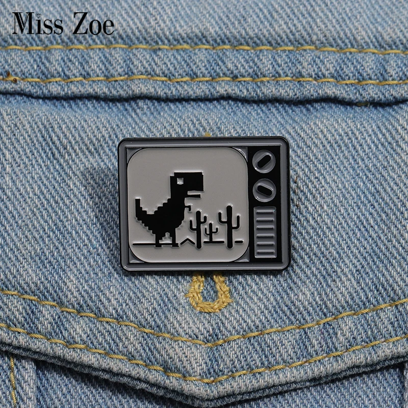Dinosaurier Spiele Emaille Pins Benutzerdefinierte Fernsehen Broschen Revers Abzeichen Cartoon Tier Schmuck Geschenk für Kinder Freunde