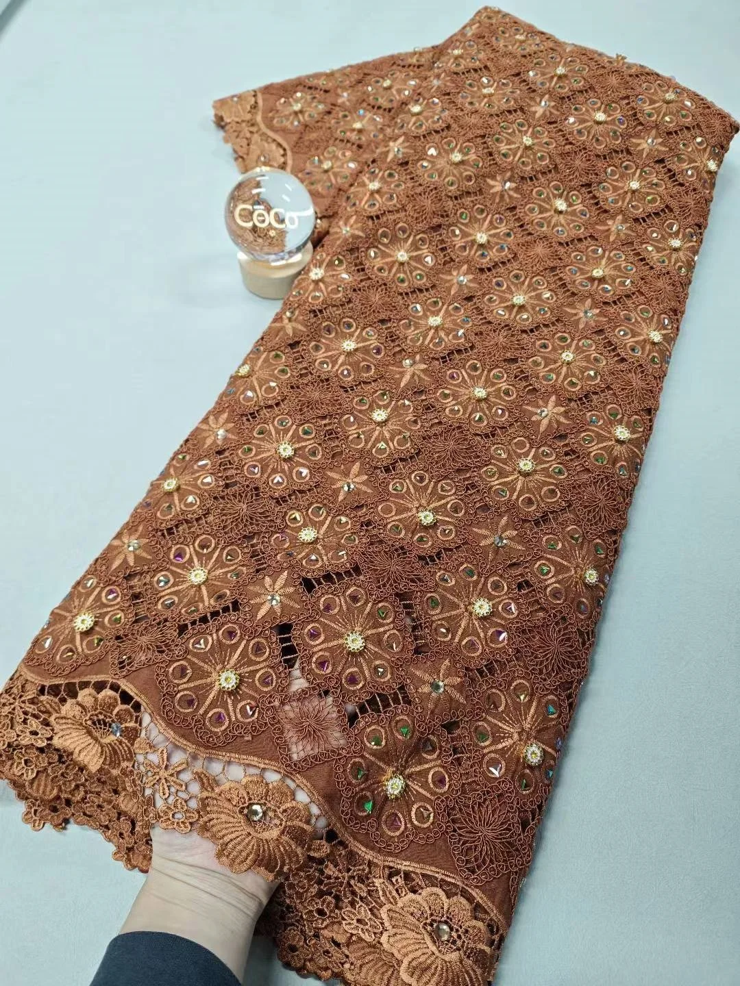 

2025 African Nigerian High-Quality Embroidery Mesh Lace Fabric French Tulle Sequins for Wedding Party Dresses XL133 5 Yards